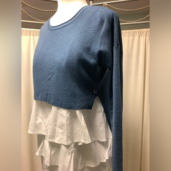 Twinset Simona Barbieri Wool High Low Sweater Cotton Ruffle Cami Set - Picture 3 of 15